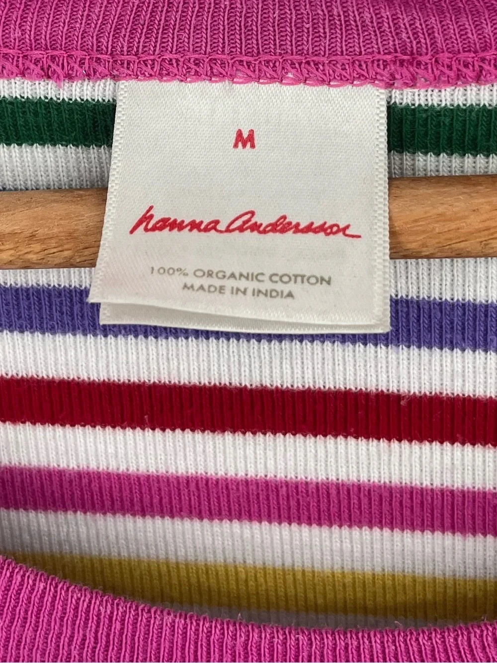 Hanna Andersson Organic Cotton Long Sleeve Rainbow Stripe PJ Top Kids Sz Medium